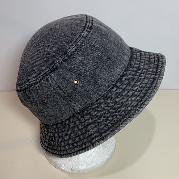 Newhattan Short Brim Visor Denim Smoke Cotton Bucket Sun Hat - Picture 2 of 5